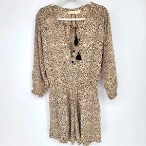 Beachgold Leopard Print Long Sleeve Romper - Small